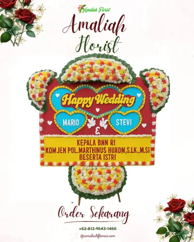 Karangan Papan Bunga Pernikahan di Gondangdia